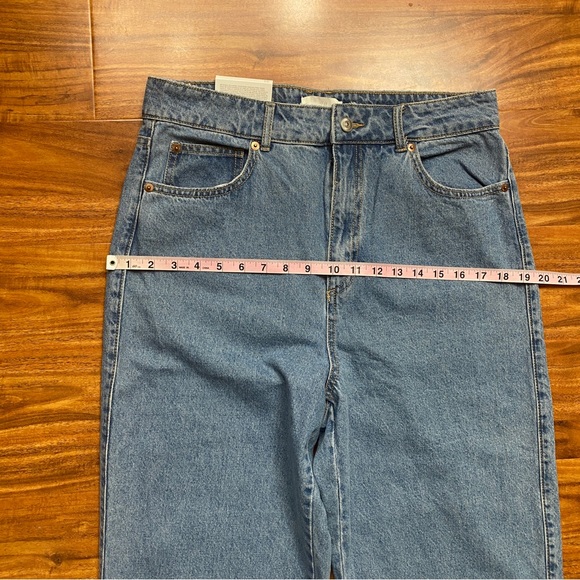 NWT New H&M Light Blue 100% Cotton High Waist Tapered Straight Leg Jeans Size 10 - Picture 12 of 14